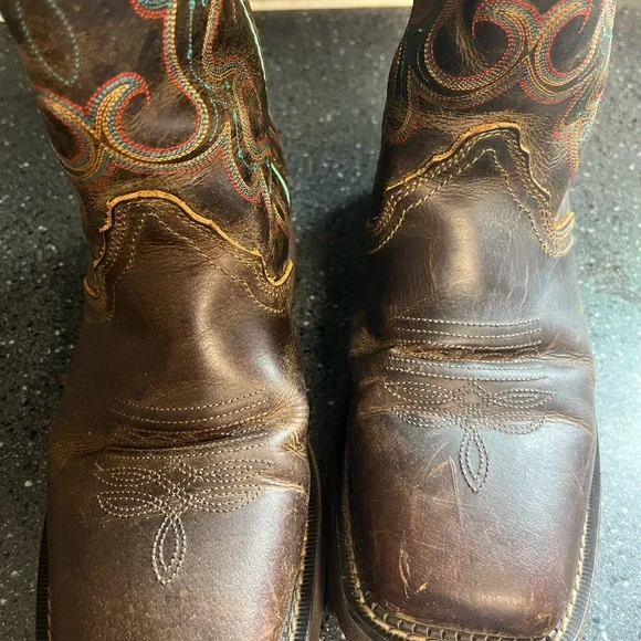 Justin Cowboy Cowgirl  Boots Women Girls Size 9, Brown leather - Picture 9 of 14